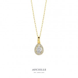 [AH0138C] Pendentif poire en Or Jaune 18K et Oxyde de Zirconium