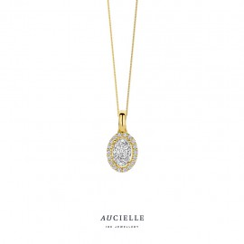 [AH0139C] Pendentif ovale en Or Jaune 18K et Oxyde de Zirconium