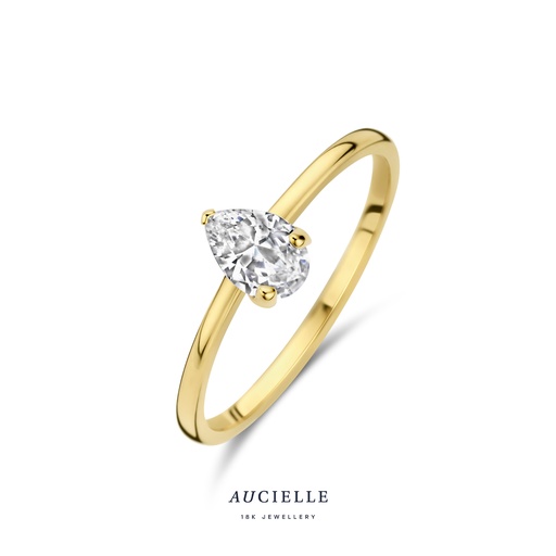 Bague poire en Or Jaune 18K et Oxydes de Zirconium (52-56) [AR0054C]