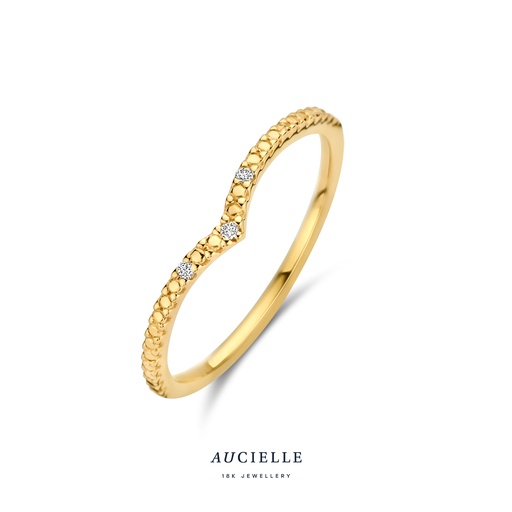 Bague en forme de V en Or Jaune 18K et Diamant de 0.015ct (52-56) [AR0060D]