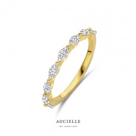 Bague marquise en Or Jaune 18K et Oxydes de Zirconium (52-56) [AR0067C]