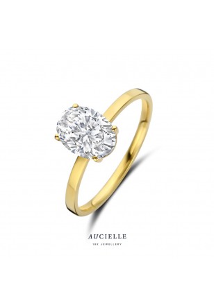 Bague en Or Jaune 18K avec Oxyde de Zirconium Ovale (50-58) [AR0073C]