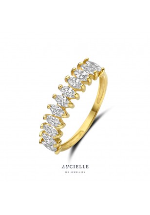 Bague en Or Jaune 18K avec Oxydes de Zirconium taille Marquise (52-54) [AR0082C]