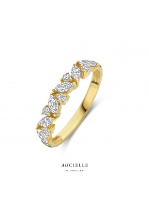 Bague en Or Jaune 18K avec Oxydes de Zirconium taille Marquise et brillant (52-56) [AR0084C]