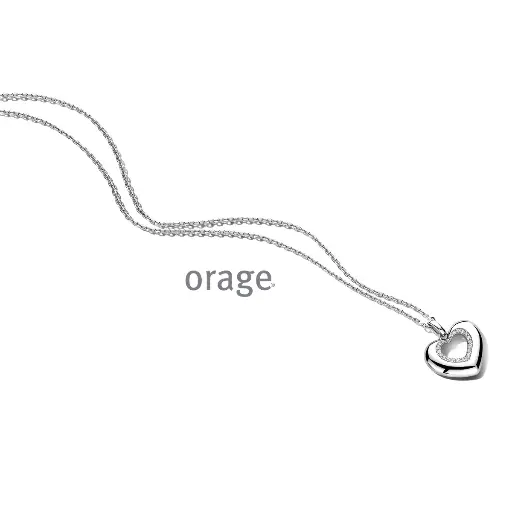 [BA205] Collier coeur en argent rhodié 45cm (BA205)