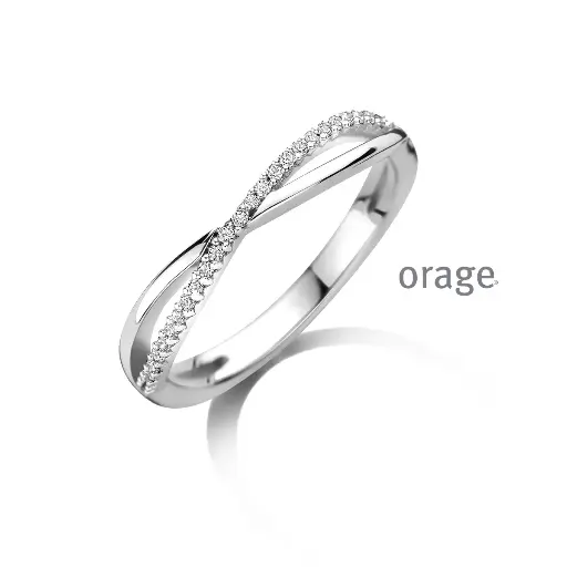 Bague croisée en argent rhodié et oxydes de zirconium (50-58) (BA207)