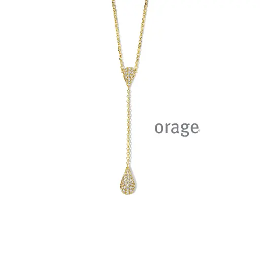 [BA211] Collier goutte pendante en Plaqué Or & oxyde de zirconium 50cm (BA211)