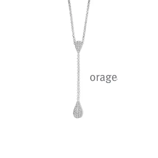 [BA212] Collier goutte pendante en argent rhodié et oxyde de zirconium 50cm (BA212)