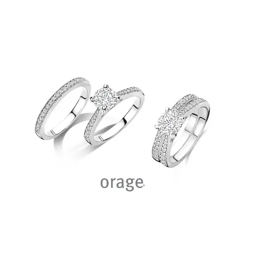 Bague double en argent rhodié et oxyde de zirconium (50-58) (BA221)