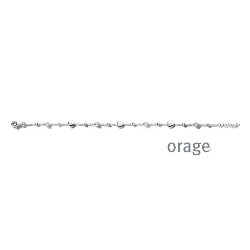 [BA224] Bracelet coeur en argent rhodié et oxyde de zirconium 19cm (BA224)