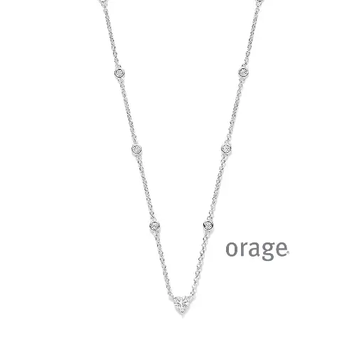 [BA238] Collier petits ronds en argent rhodié et oxyde de zirconium 45cm (BA238)