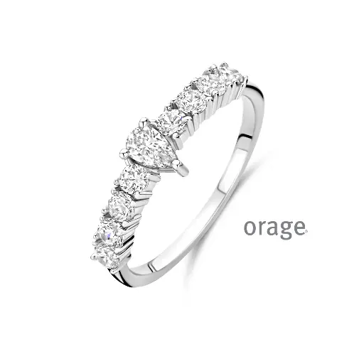 Bague en argent rhodié et oxyde de zirconium (50-58) (BA244)