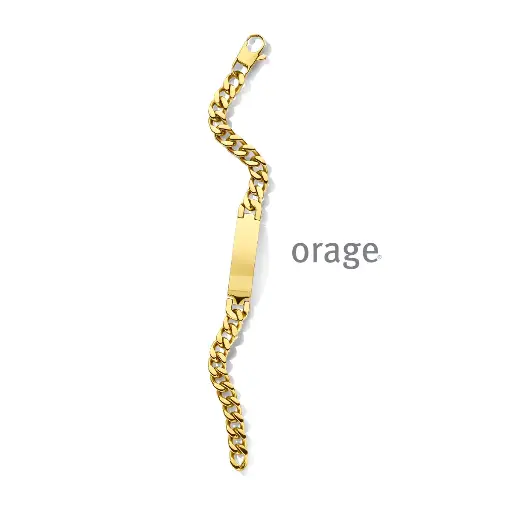 [BA267] Bracelet identité acier jaune maille gourmette 10mm - 21cm (BA267)